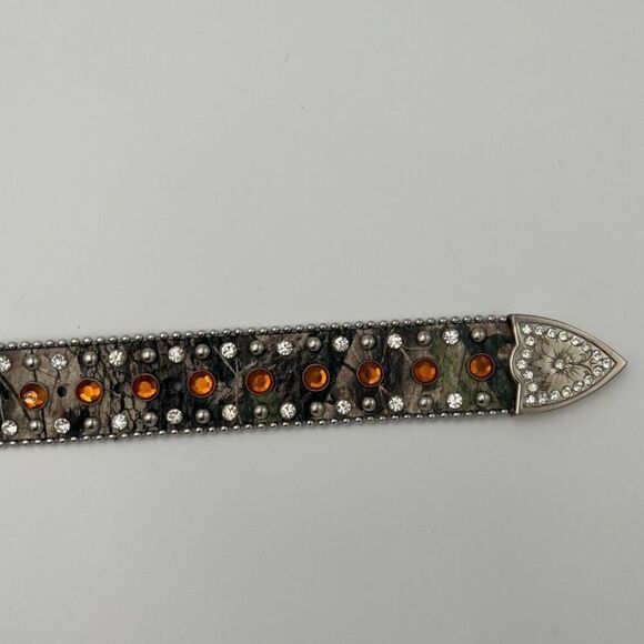 Studded Camo Leather Western Cowgirl Novelty Guns Bullets Rodeo Rhinestones XL/L
